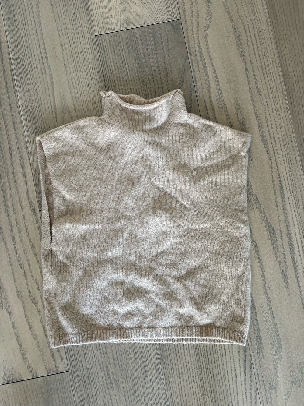 Re Ona Sleeveless Mock Neck Knit Top in Light Beige